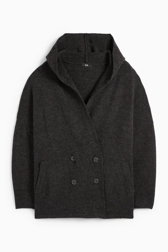 Cardigan with hood dark gray