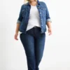 Straight jeans - mid-rise waist - LYCRAÂ® denim-dark blue
