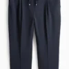 Cloth trousers - high waist - tapered fit dark blue