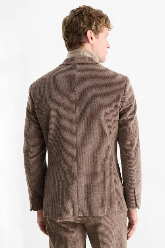 Corduroy mix & match tailored jacket - regular fit - stretch brown
