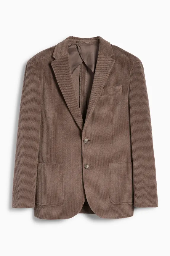Corduroy mix & match tailored jacket - regular fit - stretch brown