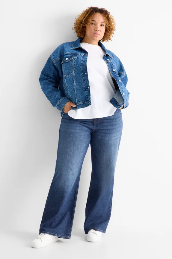Wide leg jeans - high waist blue denim