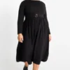 Fit & flare dress with belt black