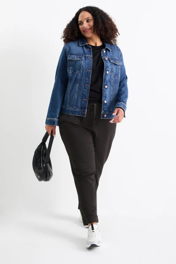 Cloth trousers - mid-rise waist - tapered fit black