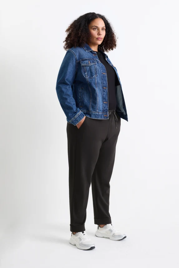 Cloth trousers - mid-rise waist - tapered fit black