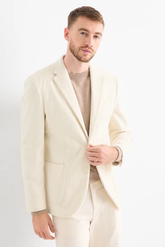 Corduroy mix & match tailored jacket - regular fit - stretch cremewhite