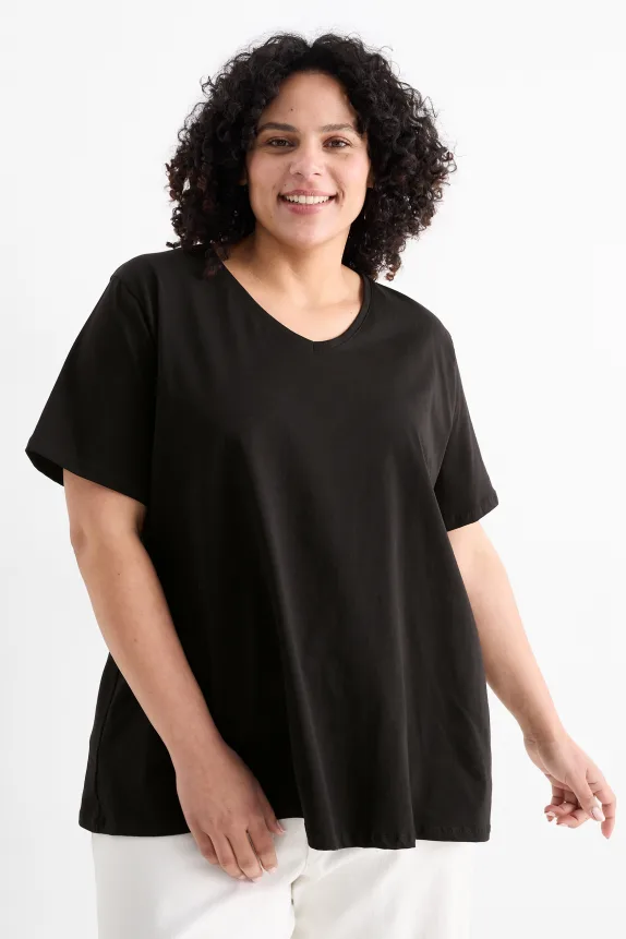 Multipack of 2 - V-neck T-shirt - LYCRAÂ® black