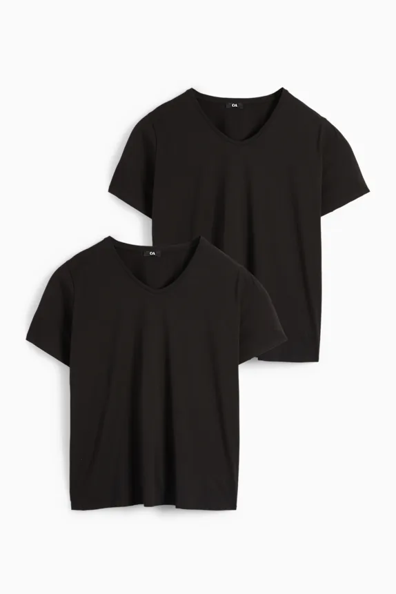 Multipack of 2 - V-neck T-shirt - LYCRAÂ® black