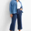 Wide leg jeans - high waist denim-dark blue