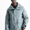 Jacket with hood - lined - waterproof light blue