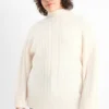 Polo neck jumper with cashmere - wool blend white
