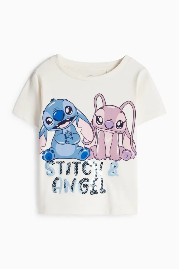 Lilo & Stitch - short sleeve T-shirt - shiny creme