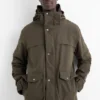 Jacket with hood - lined - waterproof khaki