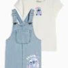 Lilo & Stitch - set - short sleeve T-shirt and denim pinafore dress denim-light blue