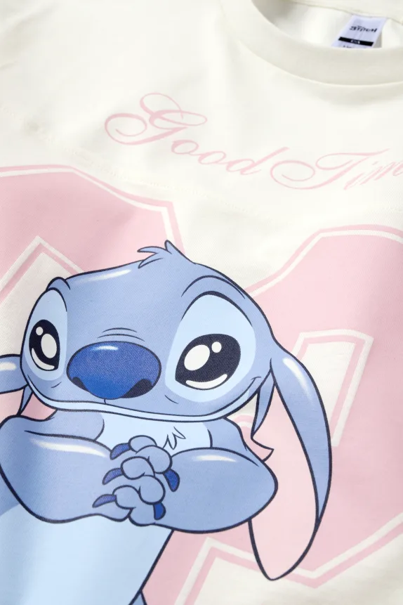 Lilo & Stitch - short sleeve T-shirt white / rose