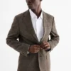 Mix & match tailored jacket - regular fit - stretch - textured brown