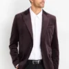 Tailored velvet jacket - slim fit - stretch purple