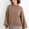 Cashmere jumper - cable knit pattern brown