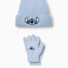 Lilo & Stitch - set - knitted hat and gloves - 2 piece light blue