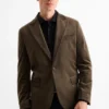 Tailored velvet jacket - slim fit - stretch dark green