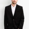 Tailored velvet jacket - slim fit - stretch black