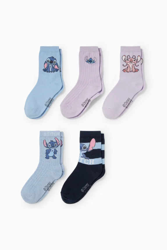 Multipack of 5 - Lilo & Stitch - socks with motif light blue