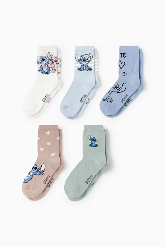 Multipack of 5 - Lilo & Stitch - socks with motif blue