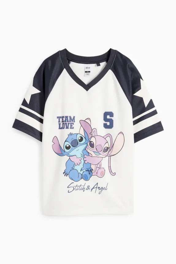 Lilo & Stitch - short sleeve T-shirt dark blue / white