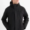 Rain jacket with hood - lined - waterproof black