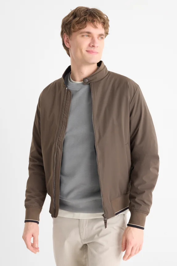 Bomber jacket - lined - water-repellent dark brown