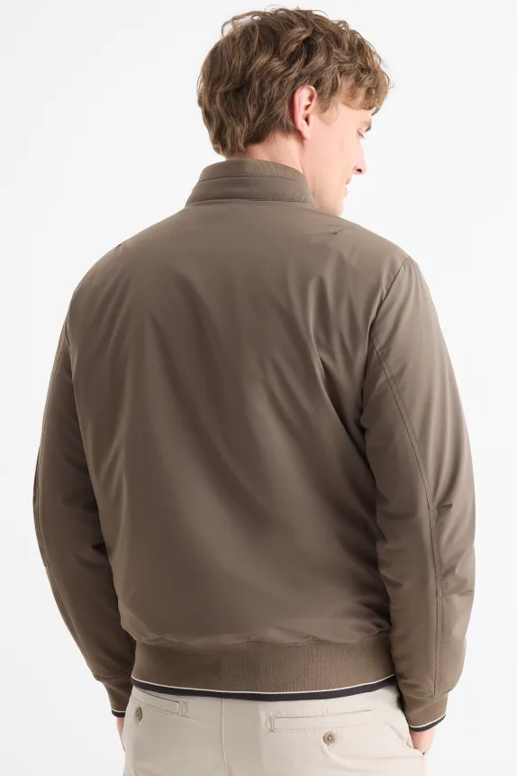 Bomber jacket - lined - water-repellent dark brown