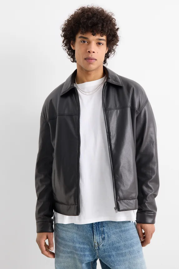 Jacket - lined - faux leather black