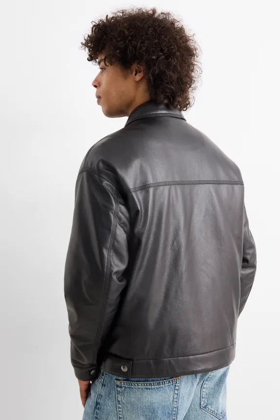 Jacket - lined - faux leather black