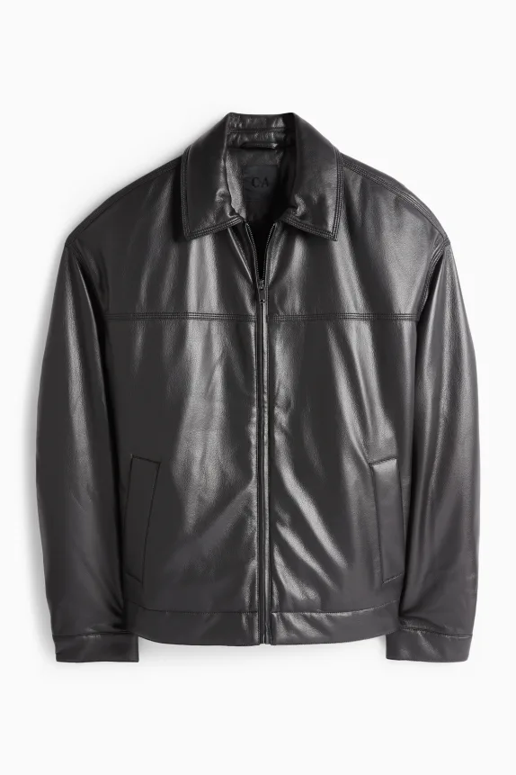 Jacket - lined - faux leather black