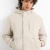 Jacket with hood - lined light beige