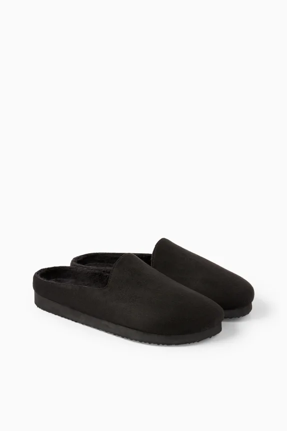 Slippers - faux suede black