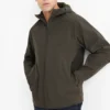 Softshell jacket with hood - water-repellent dark green