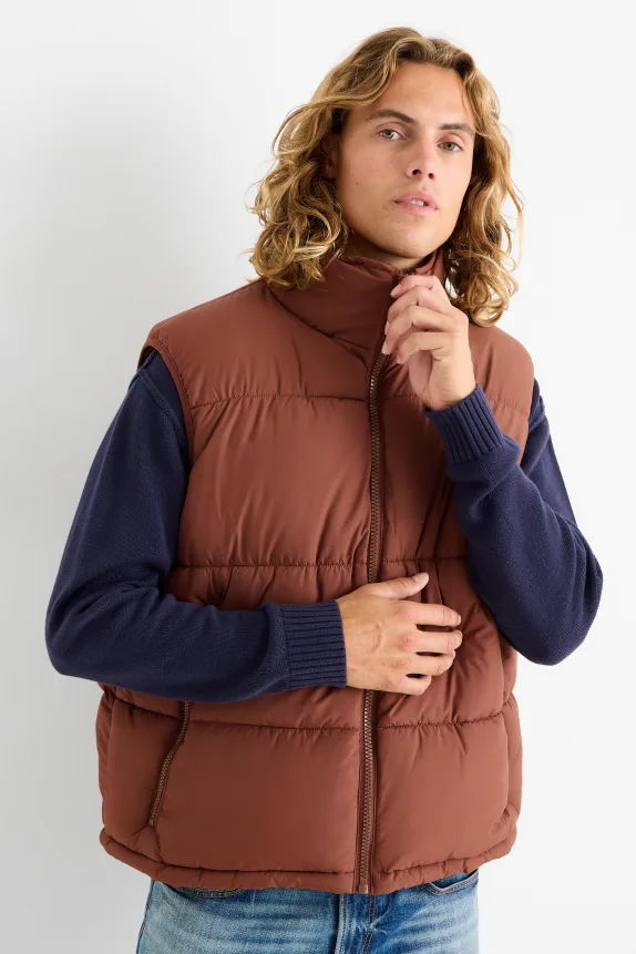 Quilted gilet brown