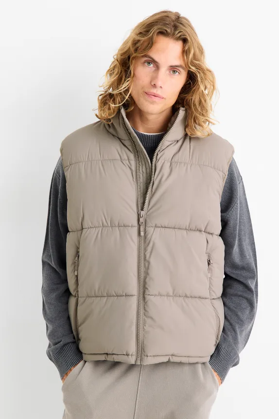 Quilted gilet taupe