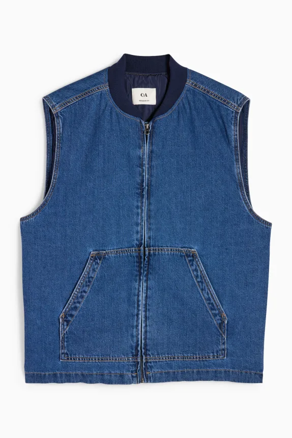 Denim waistcoat - lined blue denim