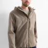 Jacket with hood - water-repellent light brown