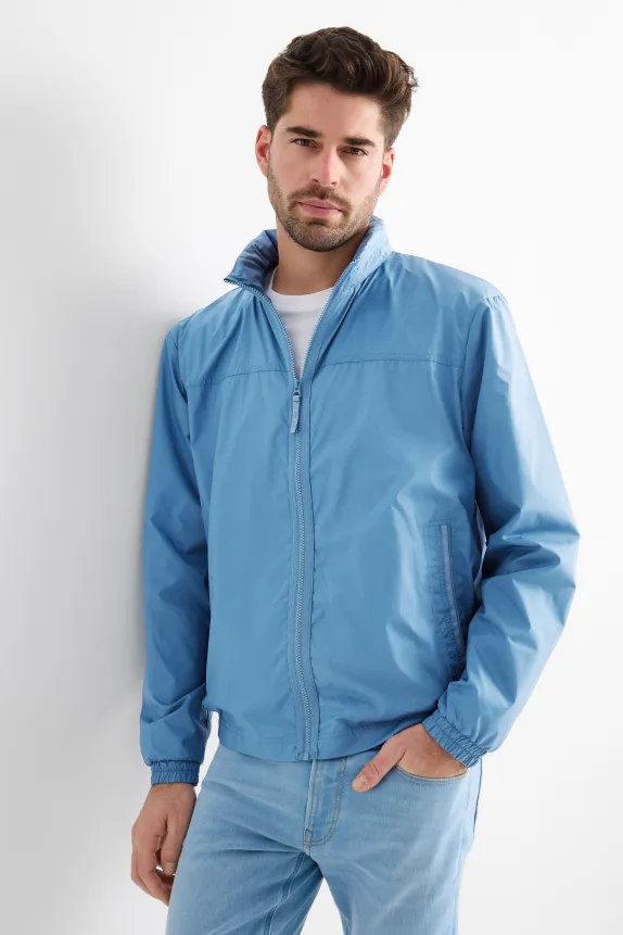 Bomber jacket with hood - water-repellent light blue