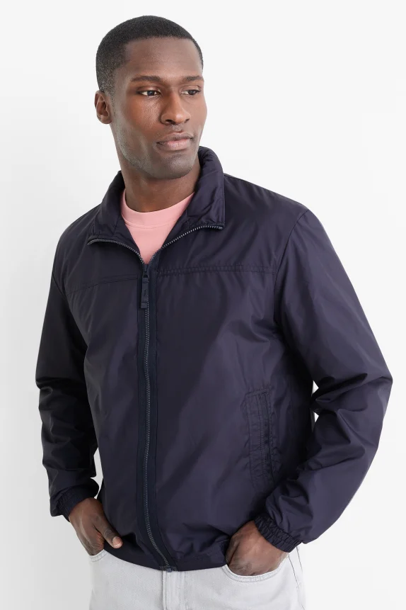 Bomber jacket with hood - water-repellent dark blue