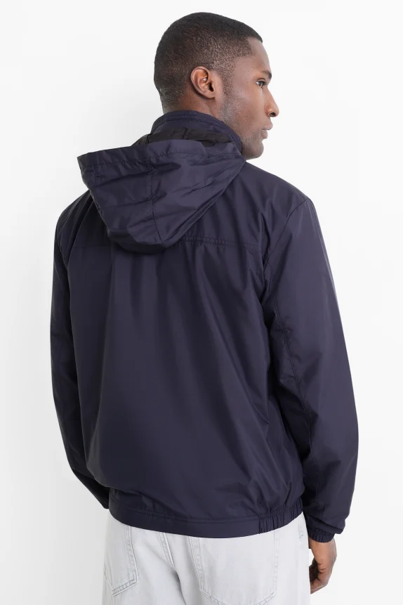 Bomber jacket with hood - water-repellent dark blue