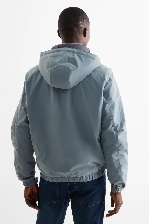 Jacket with hood - lined - water-repellent gray