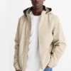 Jacket with hood - lined - water-repellent beige