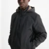 Jacket with hood - lined - water-repellent black