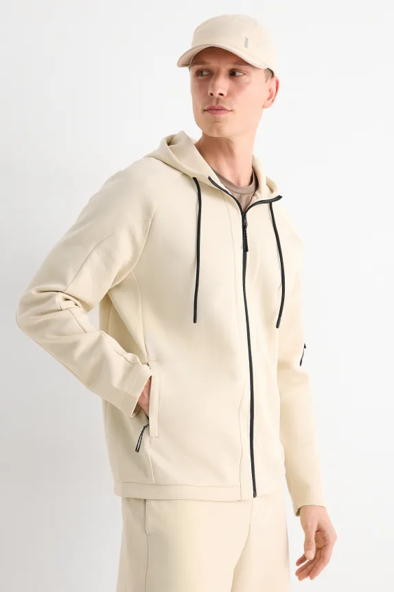 Zip-through hoodie light beige