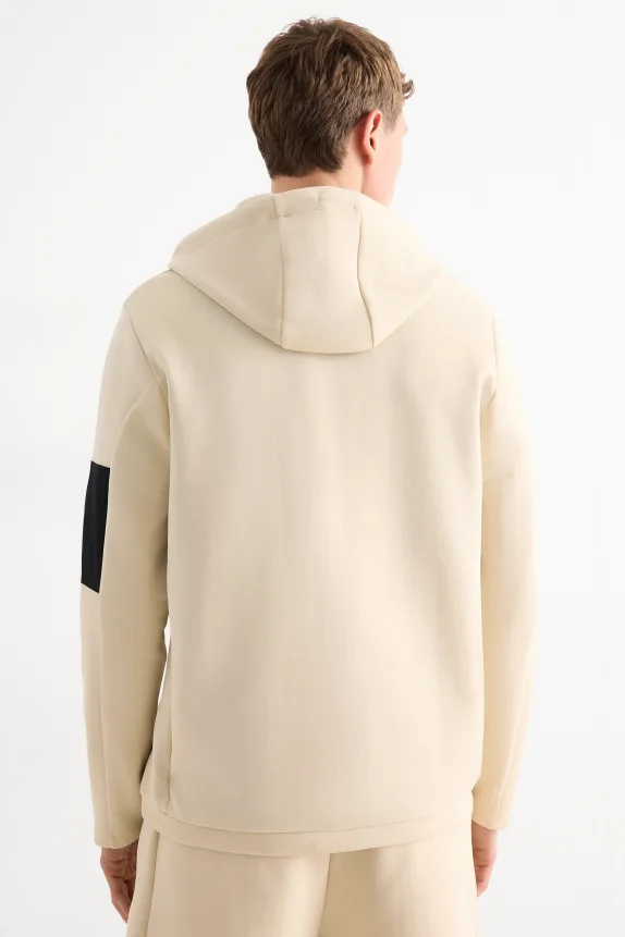 Zip-through hoodie light beige