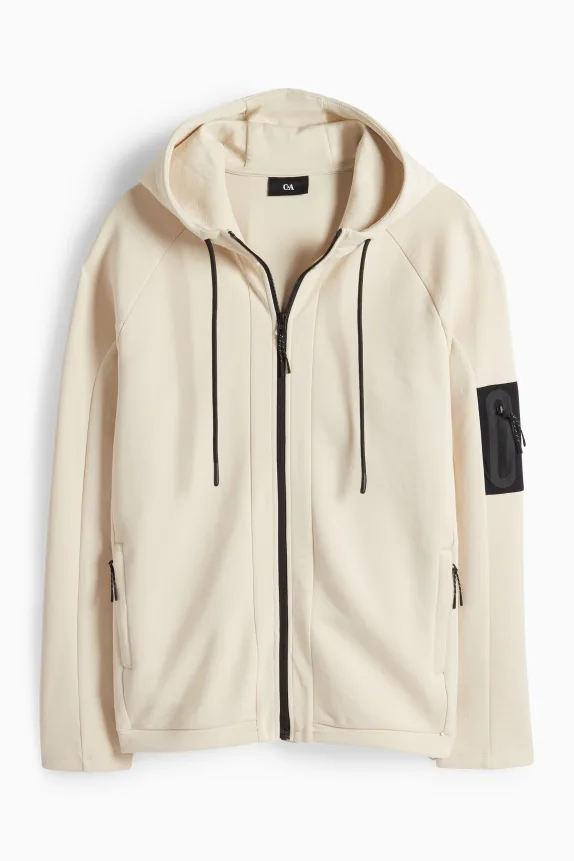Zip-through hoodie light beige